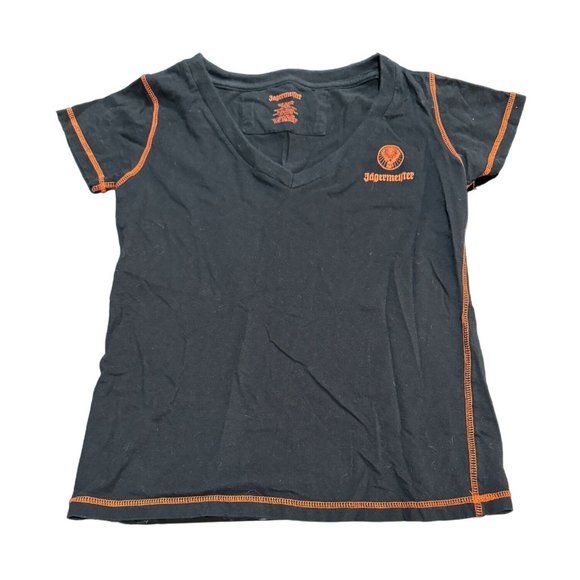 Jagermeister Women’s M\L Limited Edition Black/ Orange V-Neck Short Sleeve Shirt - Picture 1 of 5